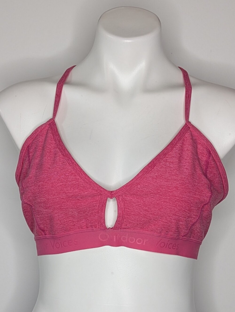 Outdoor Voices Pink Steeplechase V Neck Strappy Exercise Athletic Workout Bra L